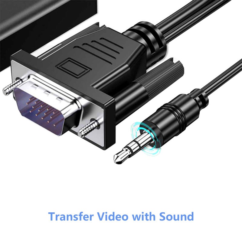 Cuxnoo VGA to HDMI Adapter - Connect Laptop, PC to HDMI Monitor or Projector, 1080P VGA to HDMI Converter with Audio and Power Supply Port - Image 4